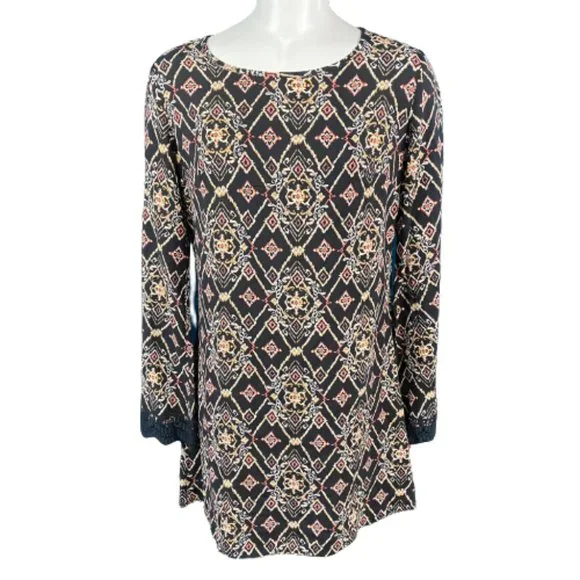 aztec print long sleeve dress Xhilaration Womans Aztec Print Dress Size L Long Sleeve